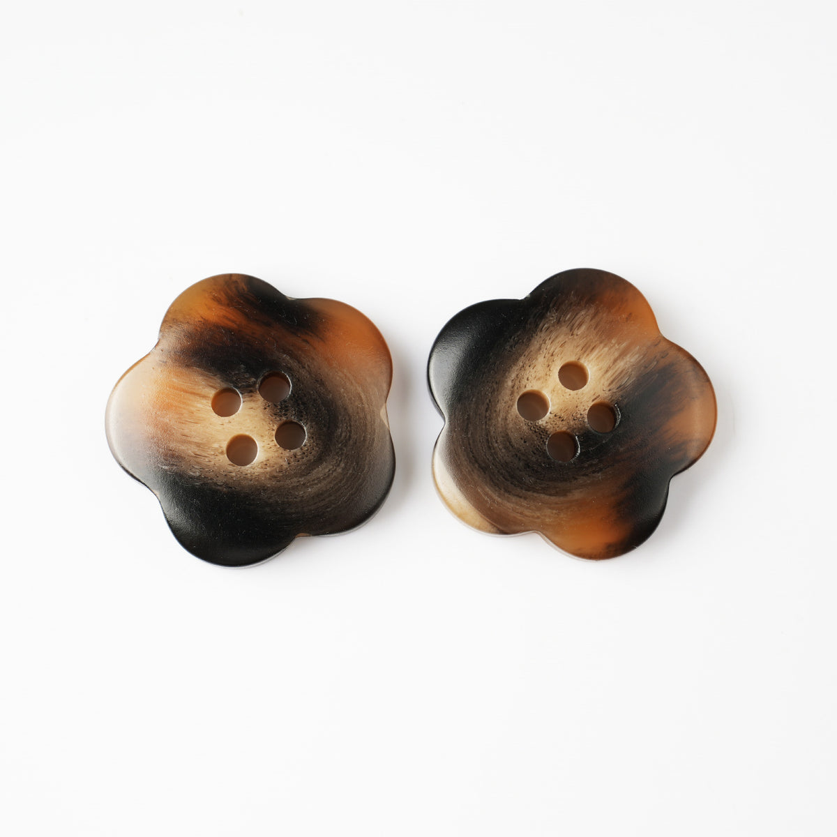 Bunli - DIY 10 Pack Brown and Cream Flower-Shaped Button