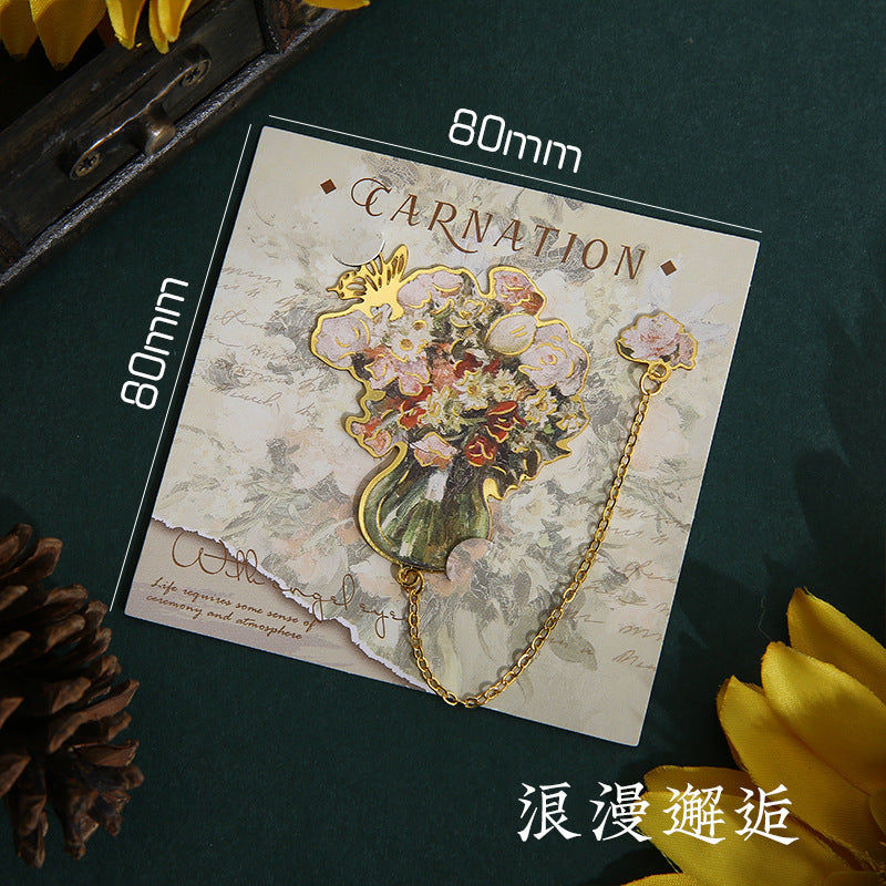 寓见诚品 静谧花语金属书签 浪漫花卉异形学生阅读烫金书签装饰