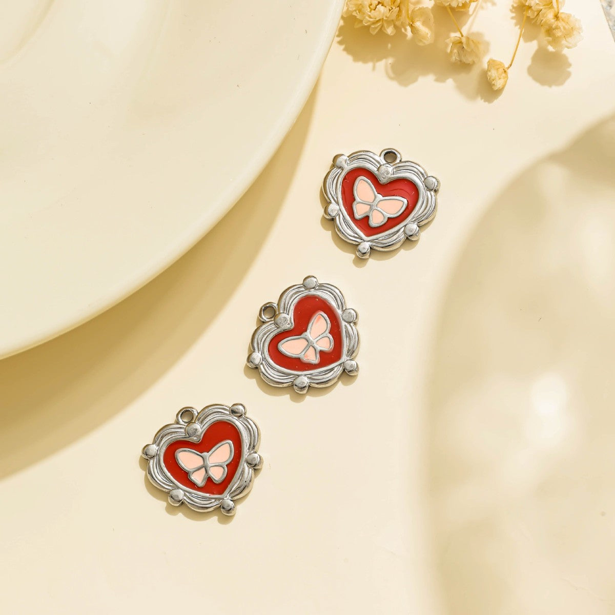 Elvane - Butterfly Scalloped Heart Pendant Only