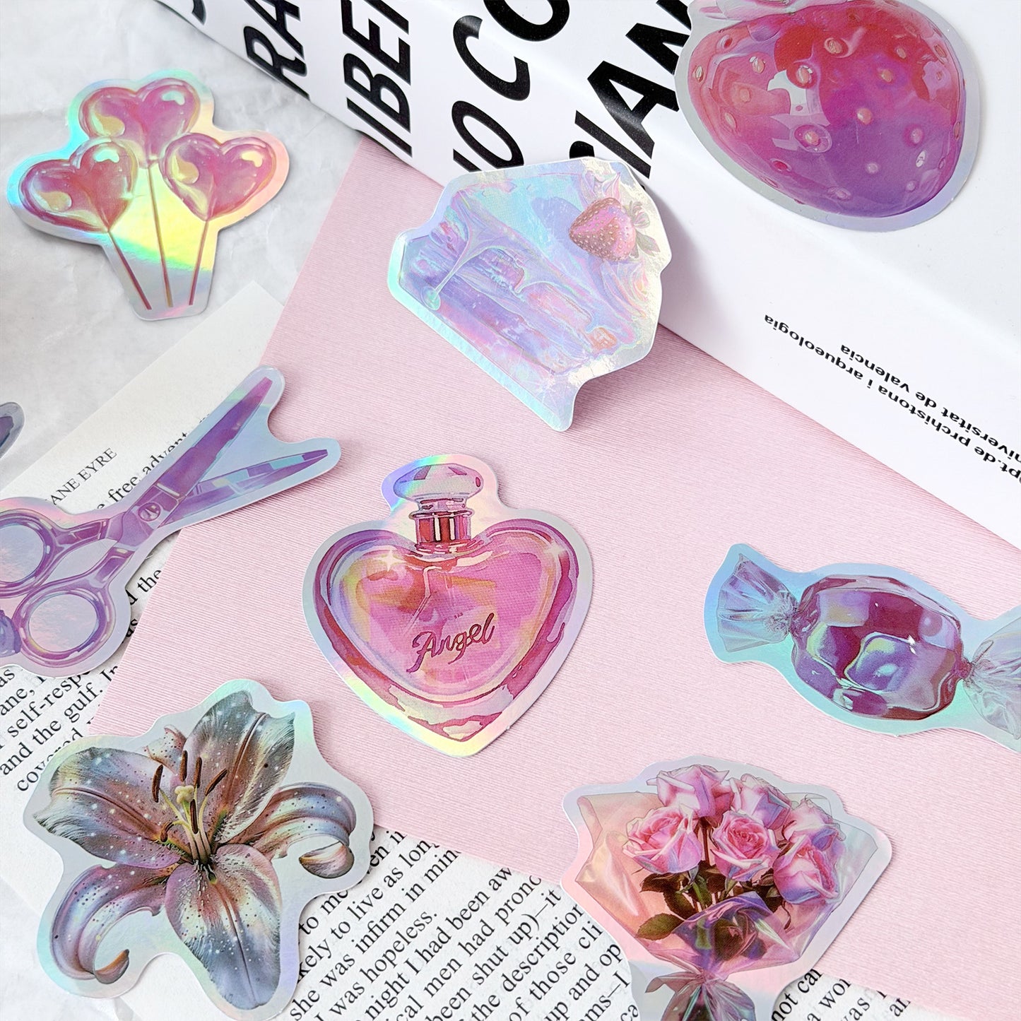 Lunira - Pastel Holographic Object Sticker Pack