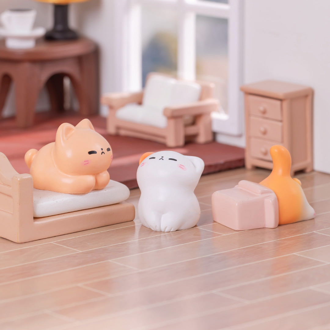 卡通萌喵伙伴微景观小猫 diy娃娃屋造景装饰品车载摆件桌面小摆件