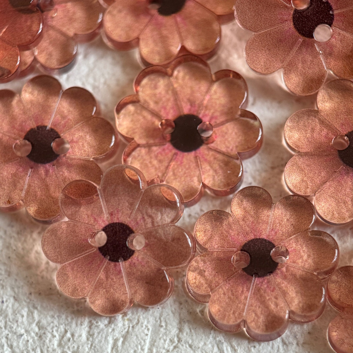 Bunli - DIY 10 Pack Pink-Orange Flower-Shaped Button
