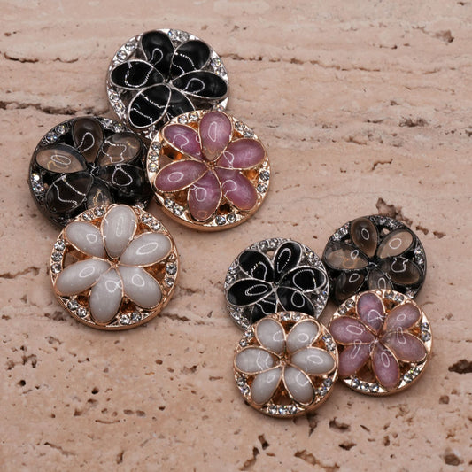 Bunli - DIY 10 Pack Six-Petal Accent-Rim Buttons