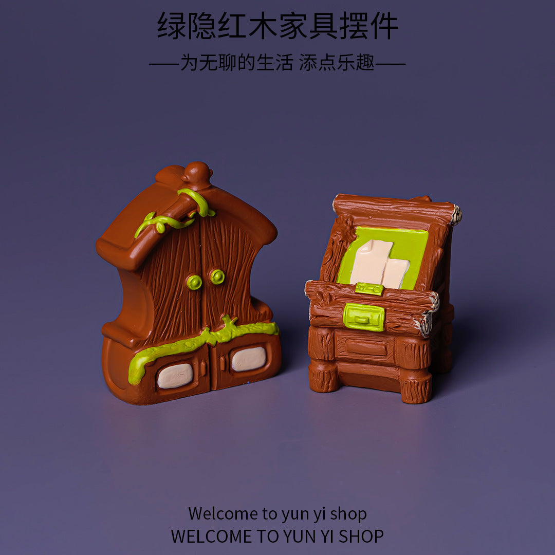 微景观创意写实红木家具 diy古风摆件家居客厅装饰车载桌面小摆件