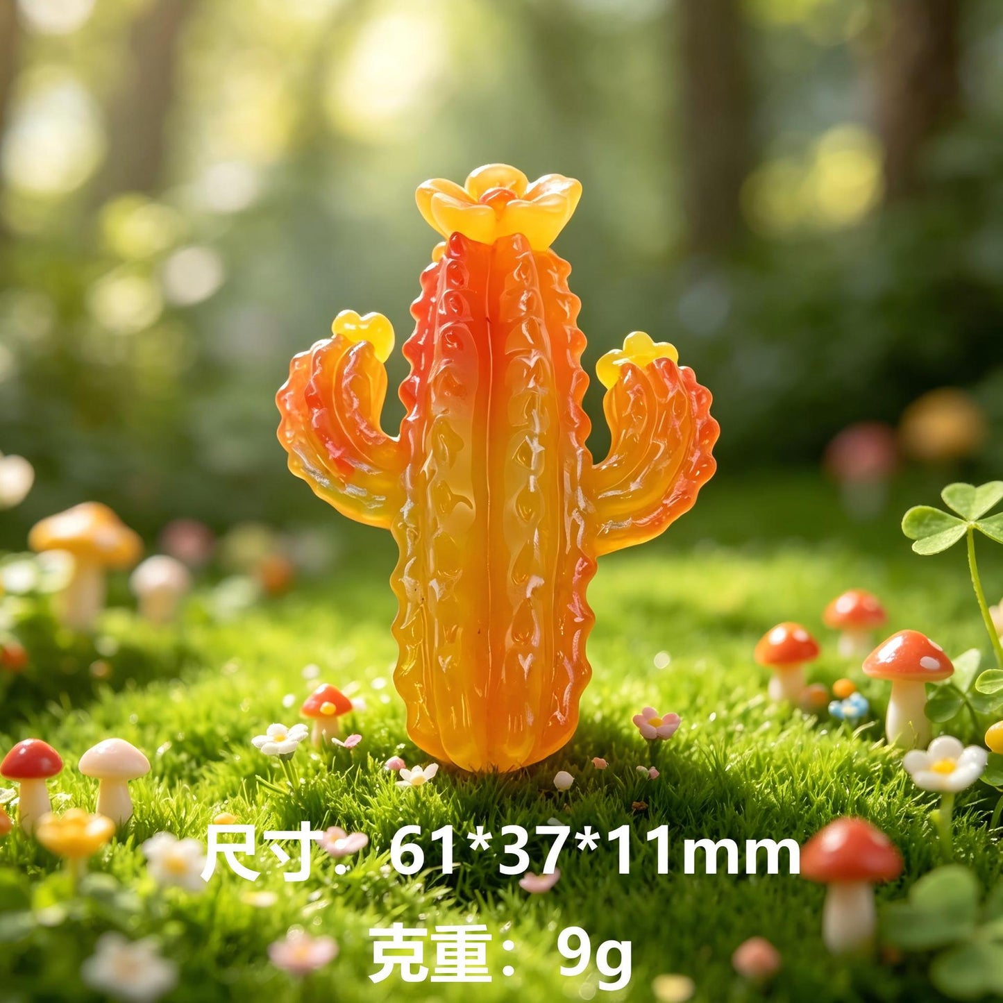 仿真透明炫彩仙人掌树脂微缩摆件DIY冰箱贴钥匙扣挂件发卡贴片