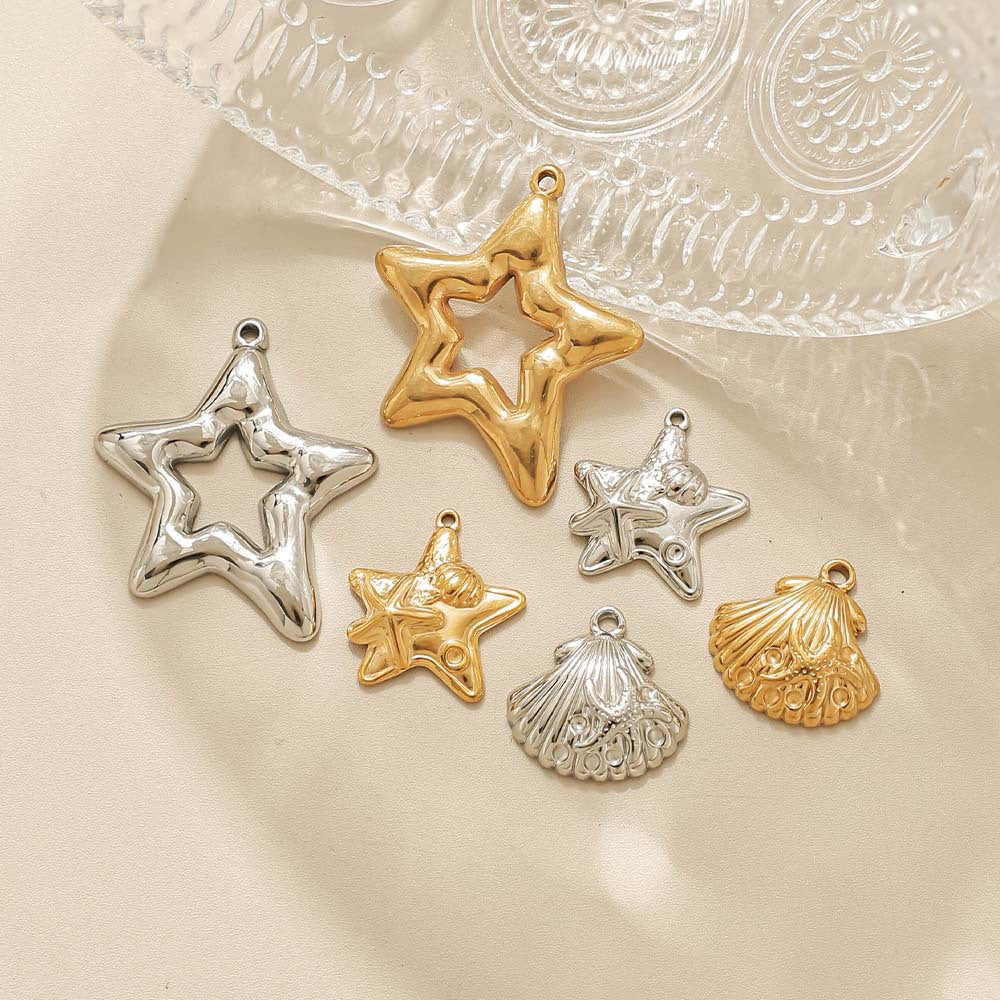 Elvane - Puffy Star and Scallop Shell Pendant Only