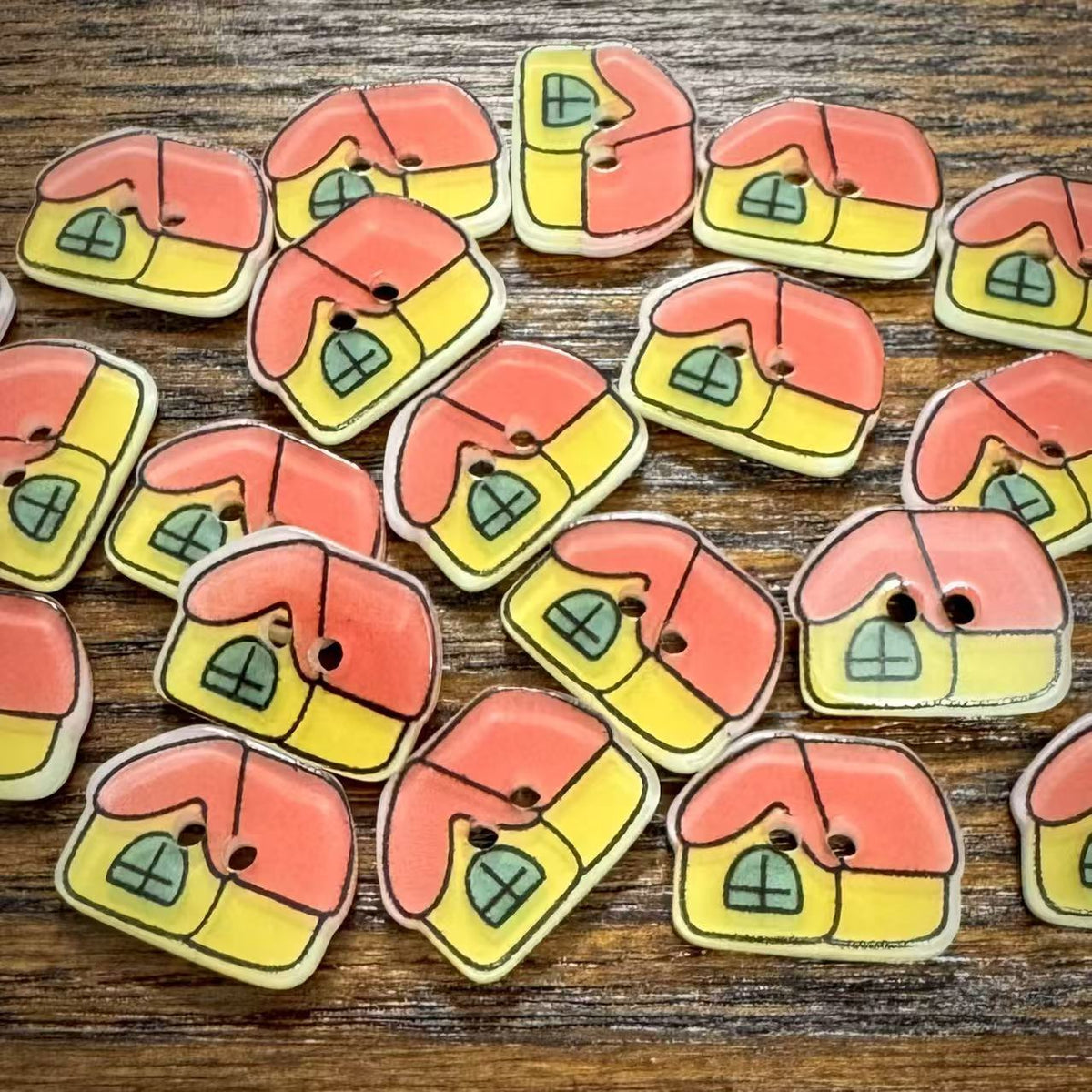 Bunli - DIY 10 Pack House Shape Two Hole Button
