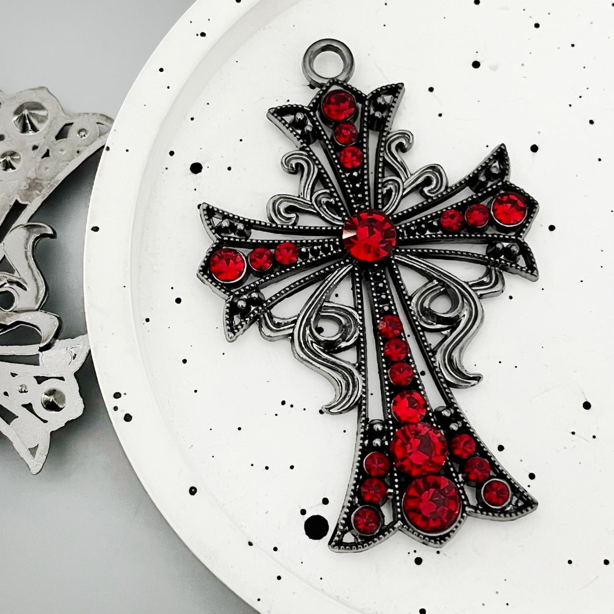 Elvane - Gothic Red Accent Cross Pendant Only