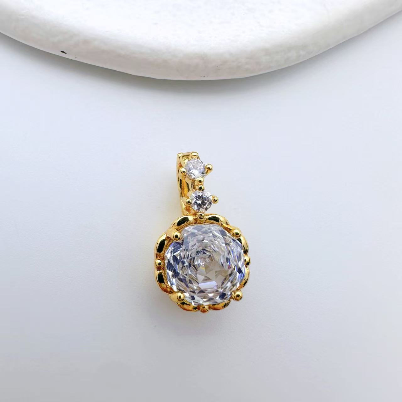 铜镀金雪落下玫瑰切锆石万能扣吊坠diy手工手链项链饰品配件