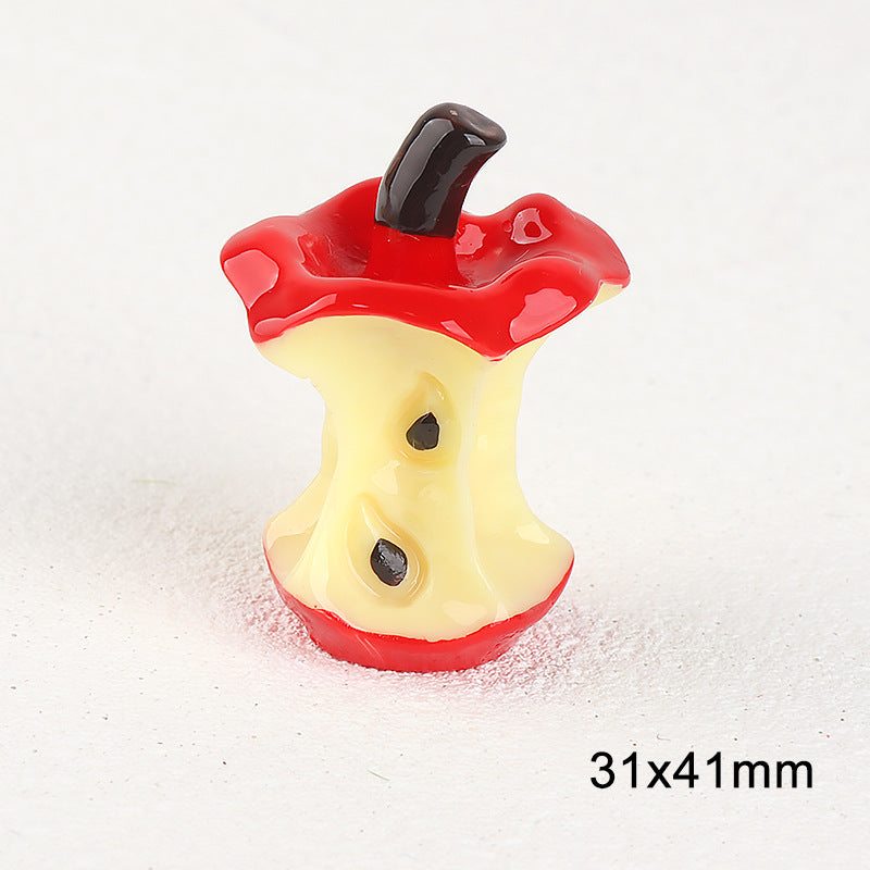 立体爱心大红苹果苹果核树脂水果diy树脂配件钥匙扣手机链挂件