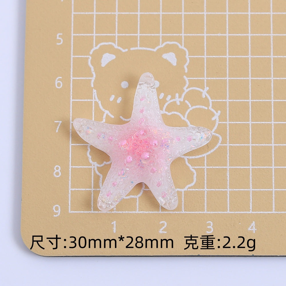 创意彩色冰透海星手工diy自制饰品配件奶油胶树脂小配件材料批发