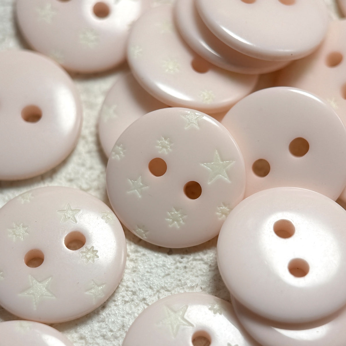 Bunli - DIY 10 Pack Pale-Pink Star-Motif Round Button