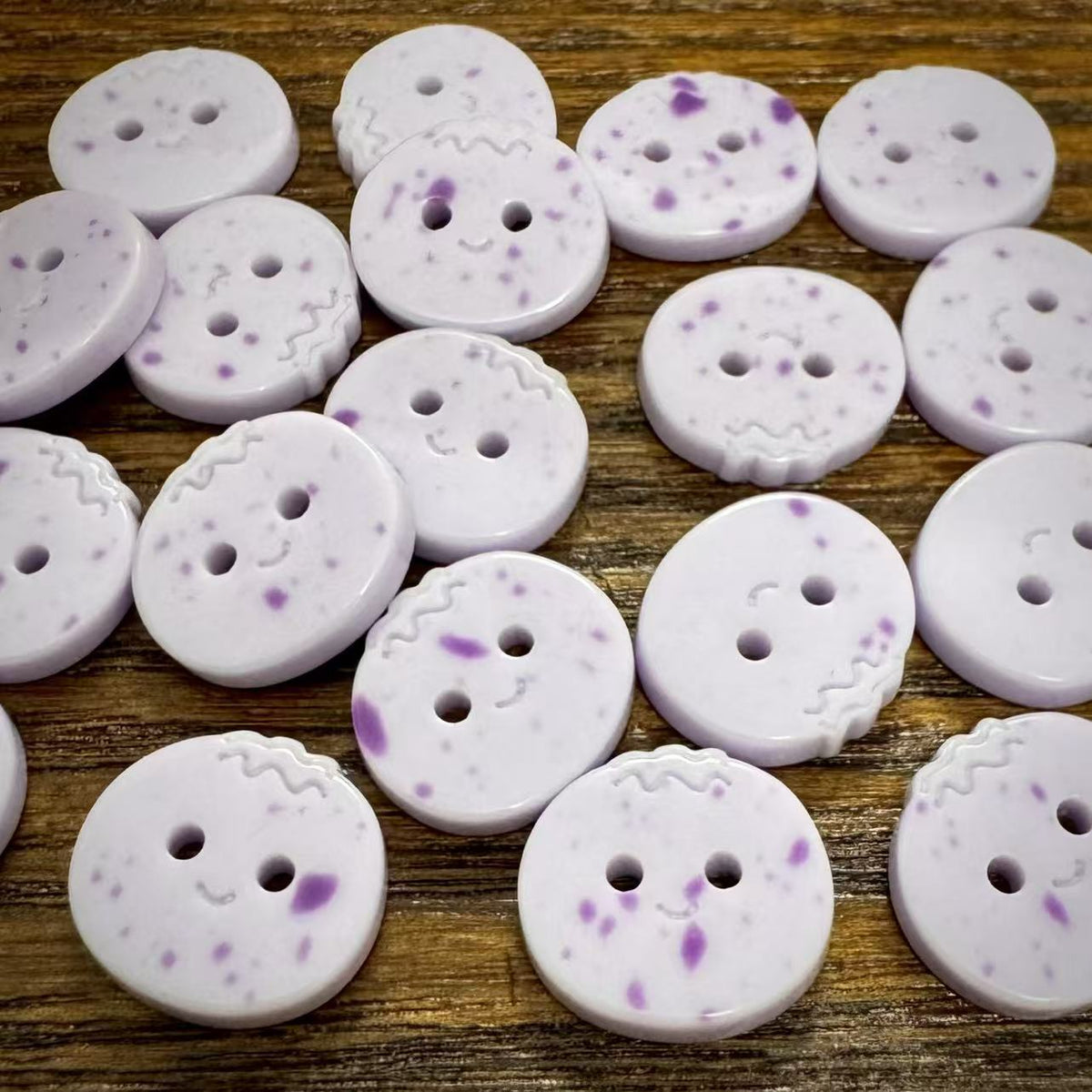 Bunli - DIY 10 Pack Purple Character Two-Hole Button