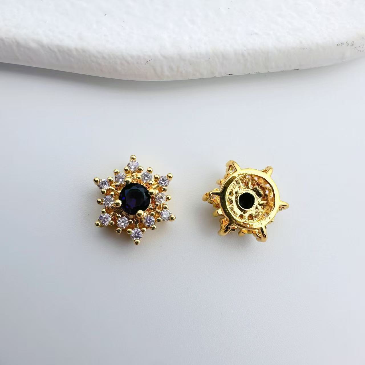 铜镀金微镶锆石雪花星星多通隔珠项链diy饰品配件水晶串珠材