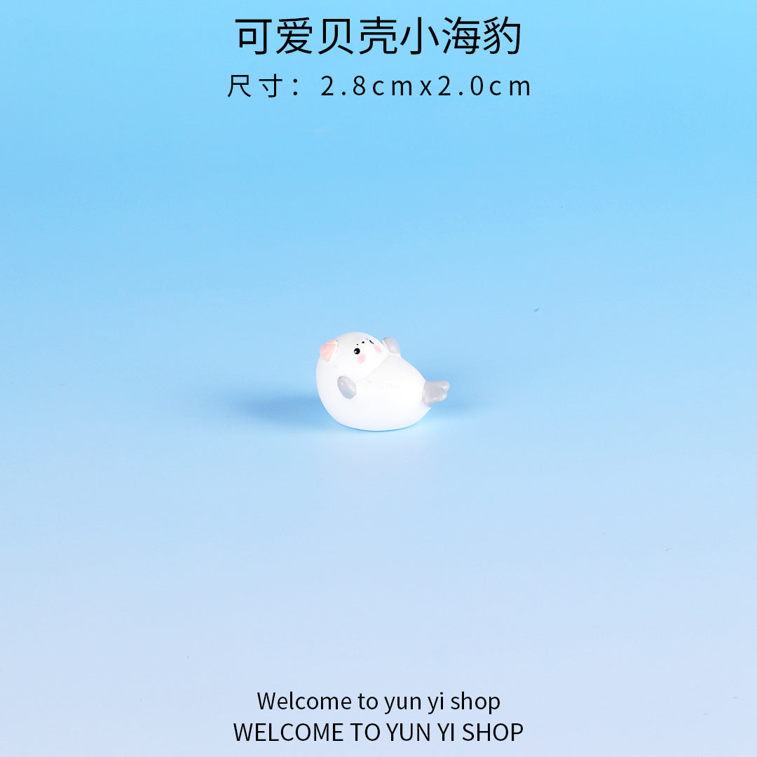 微景观摆件可爱海豹海洋动物 diy鱼缸水族馆卡通装饰品树脂小摆件