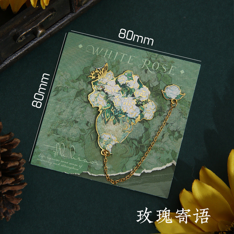 寓见诚品 静谧花语金属书签 浪漫花卉异形学生阅读烫金书签装饰