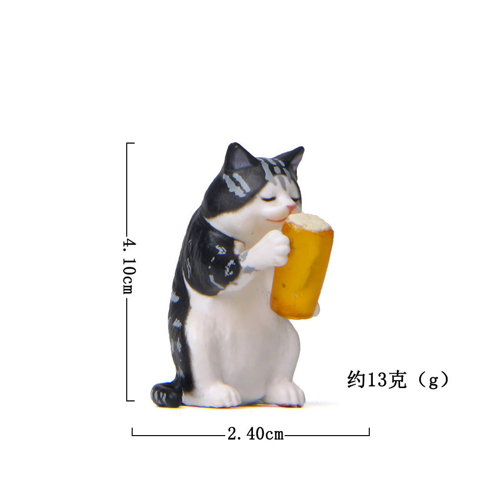 自愈系啤酒猫醉酒小虎猫手办网红爆款卡伊汽车内饰品车摆桌面玩偶