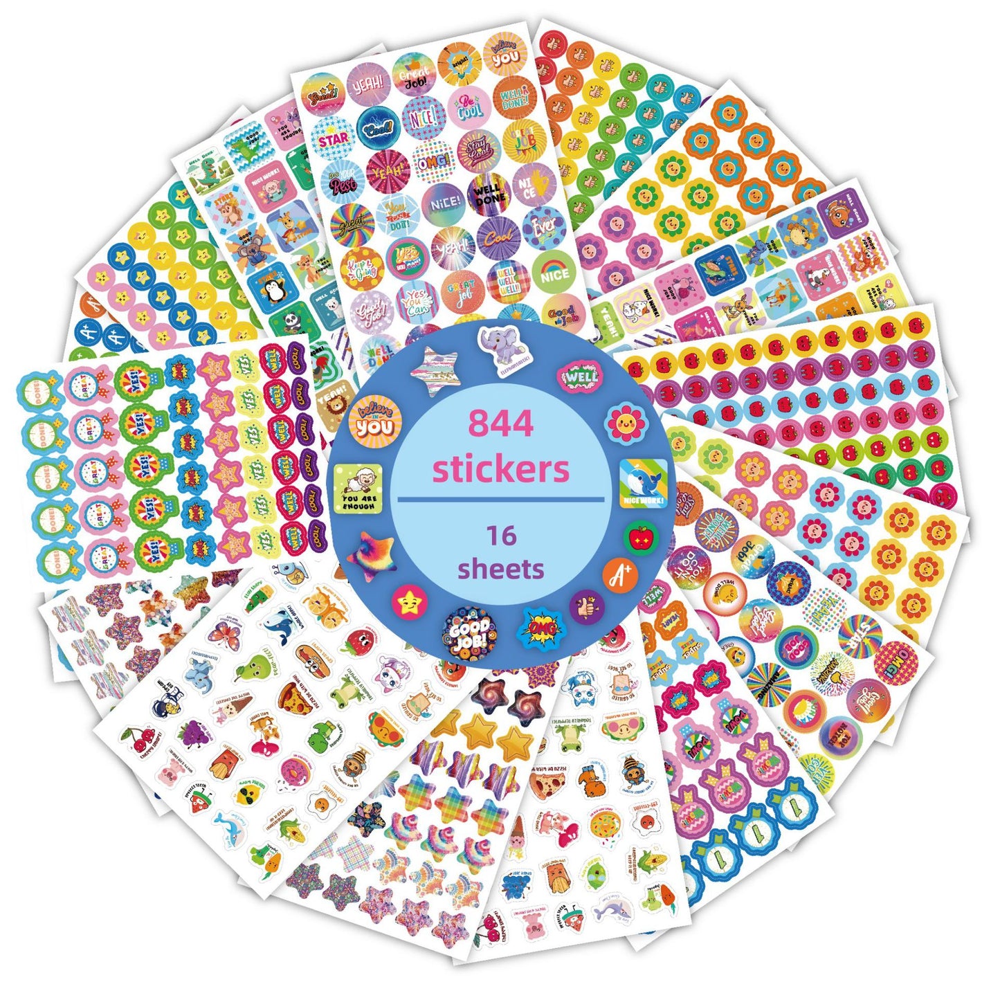 跨境鼓励贴纸16张Reward Stickers激励卡通英文儿童教师奖励贴纸