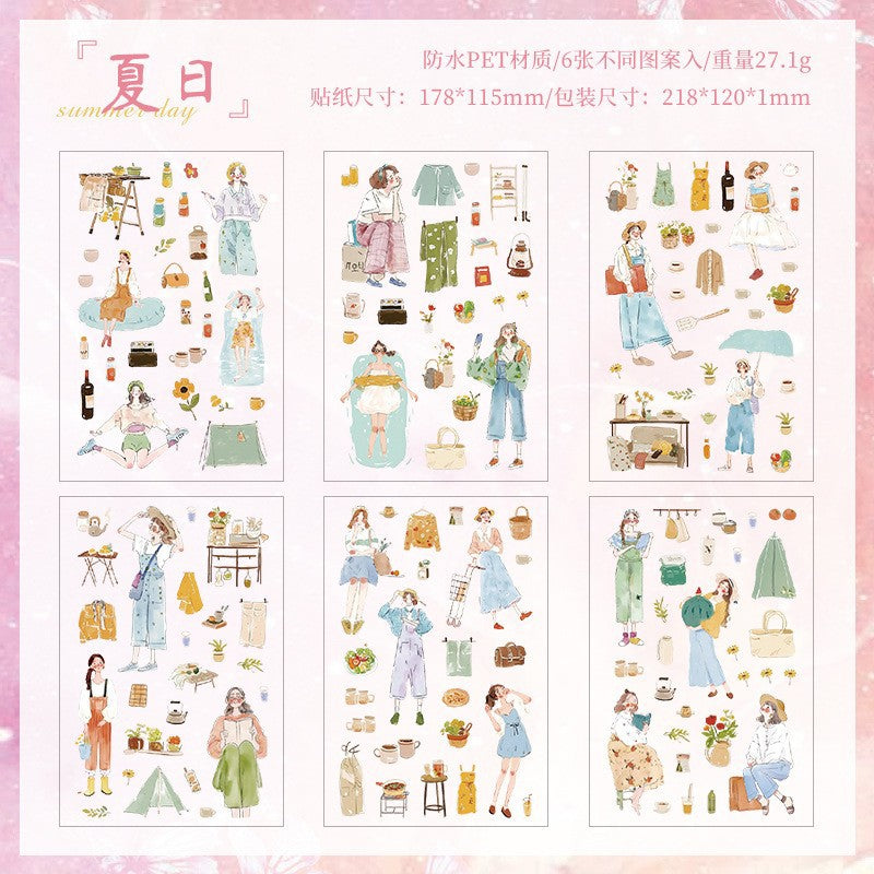 悦真情书漫卷手账贴纸手帐素材 跨境pet贴纸防水贴纸diy手帐贴纸