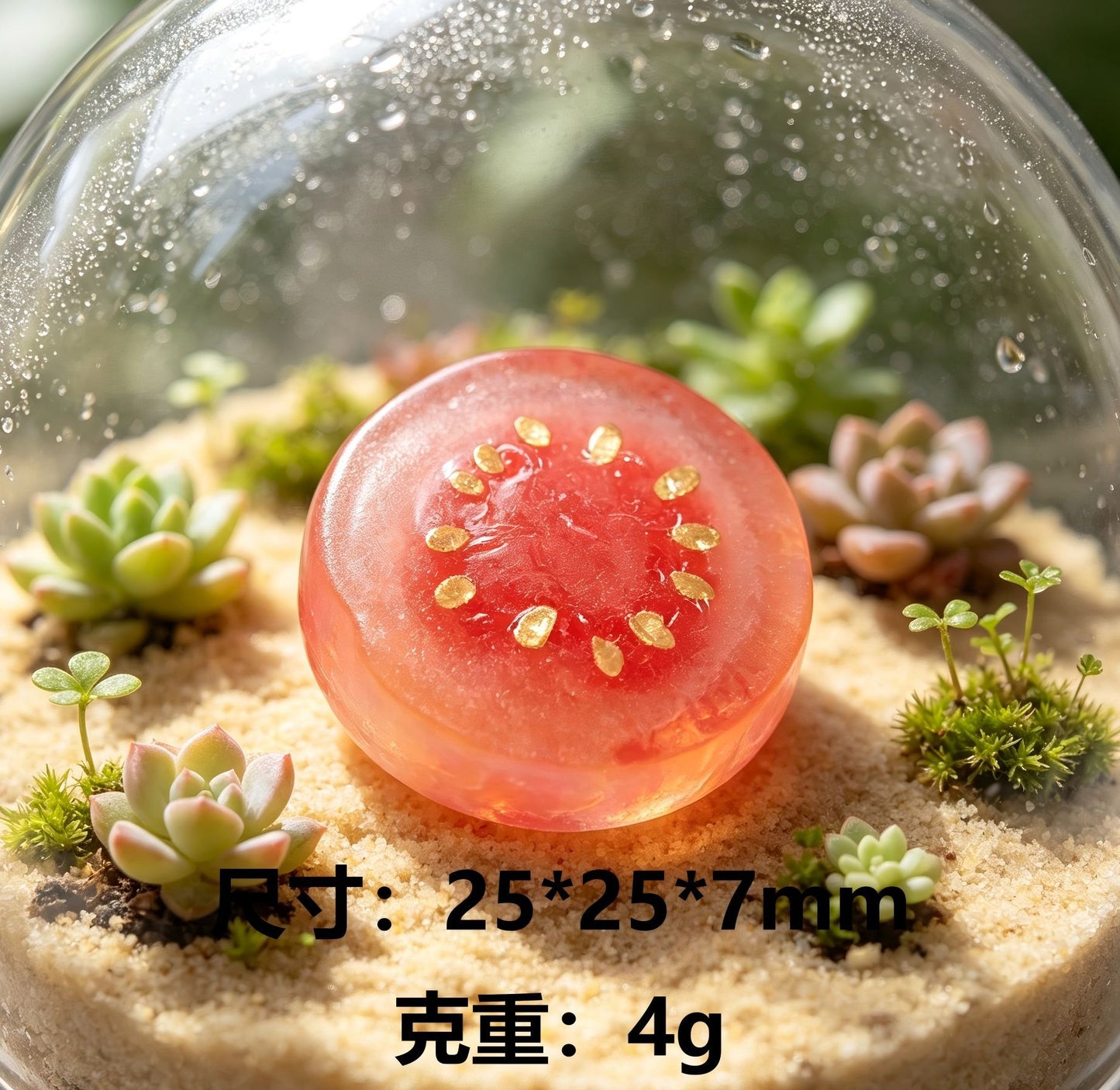 仿真迷你透明切片水果树脂微缩摆件DIY钥匙扣挂件发饰贴片配件