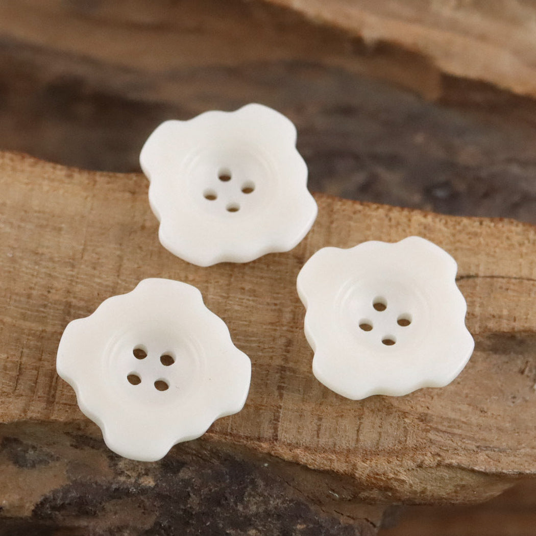Bunli - DIY 10 Pack Knot-Shaped Ivory Four-Hole Button