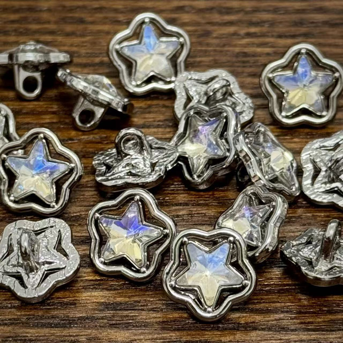 Bunli - DIY 10 Pack Sparkle Star Shank Button