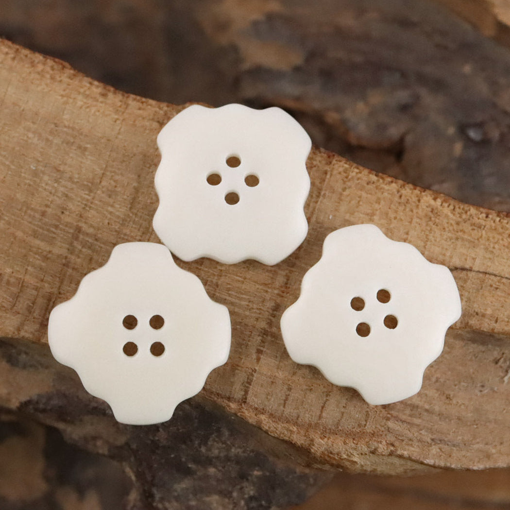 Bunli - DIY 10 Pack Knot-Shaped Ivory Four-Hole Button