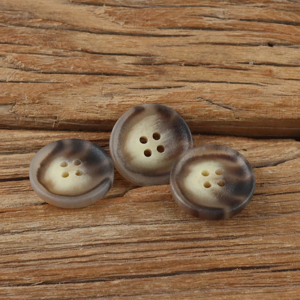 Bunli - DIY 10 Pack Khaki Brown Swirl Button