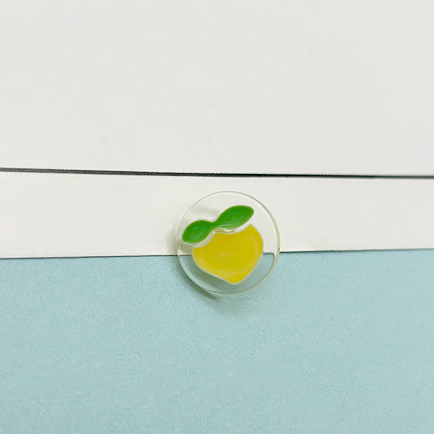 彩色桃子纽扣 蜜桃款塑料喷漆点油彩色卡通扣DIY装饰扣