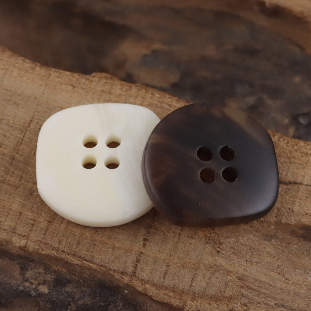Bunli - DIY 10 Pack Ivory and Brown Irregular Button