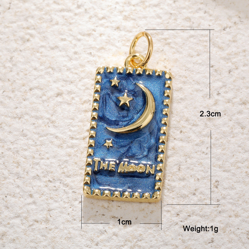 INS蓝色欧泊项链吊坠太阳乌龟星星月亮宇航员马鹿动物坠饰DIY配件