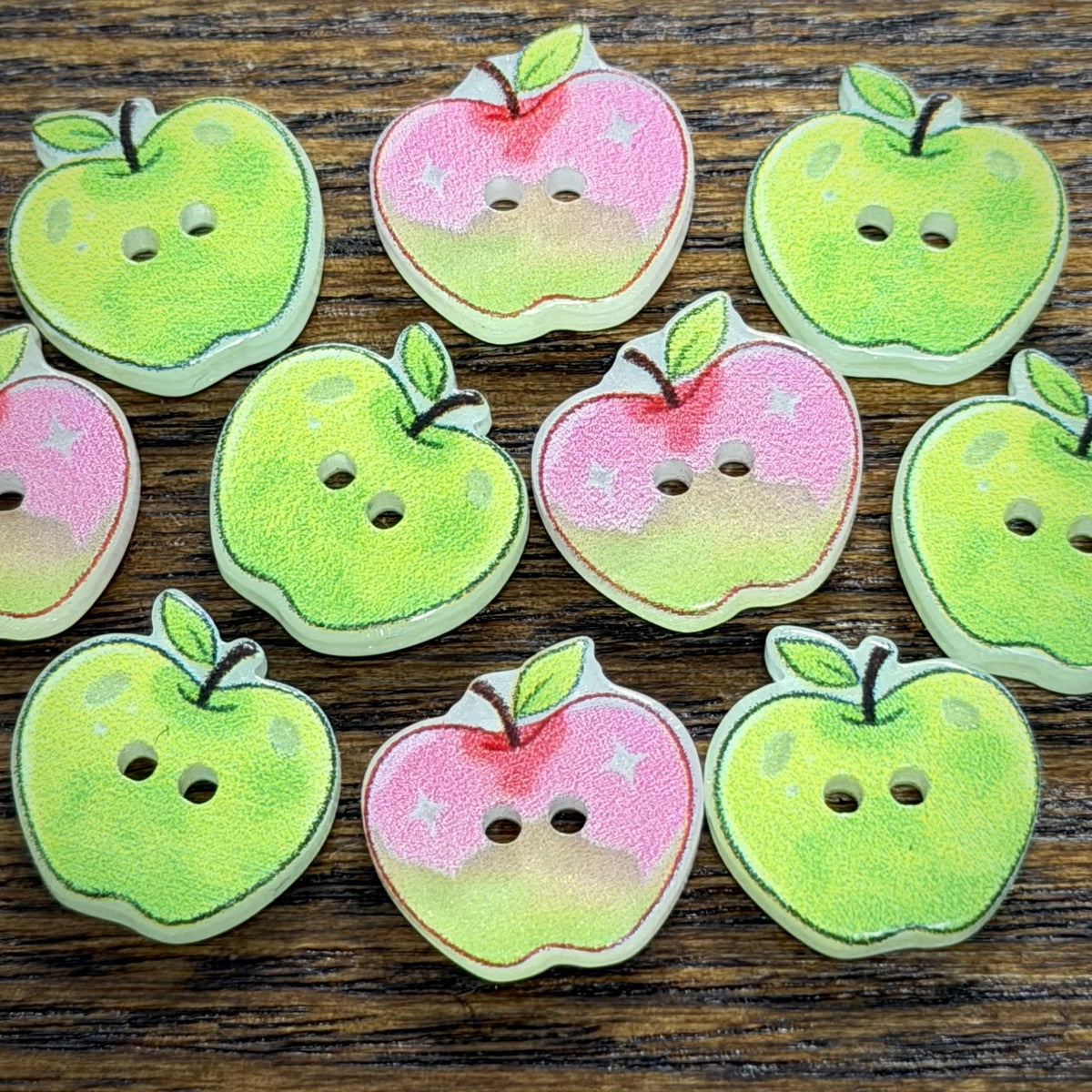 Bunli - DIY 10 Pack Apple Shape Two Hole Button