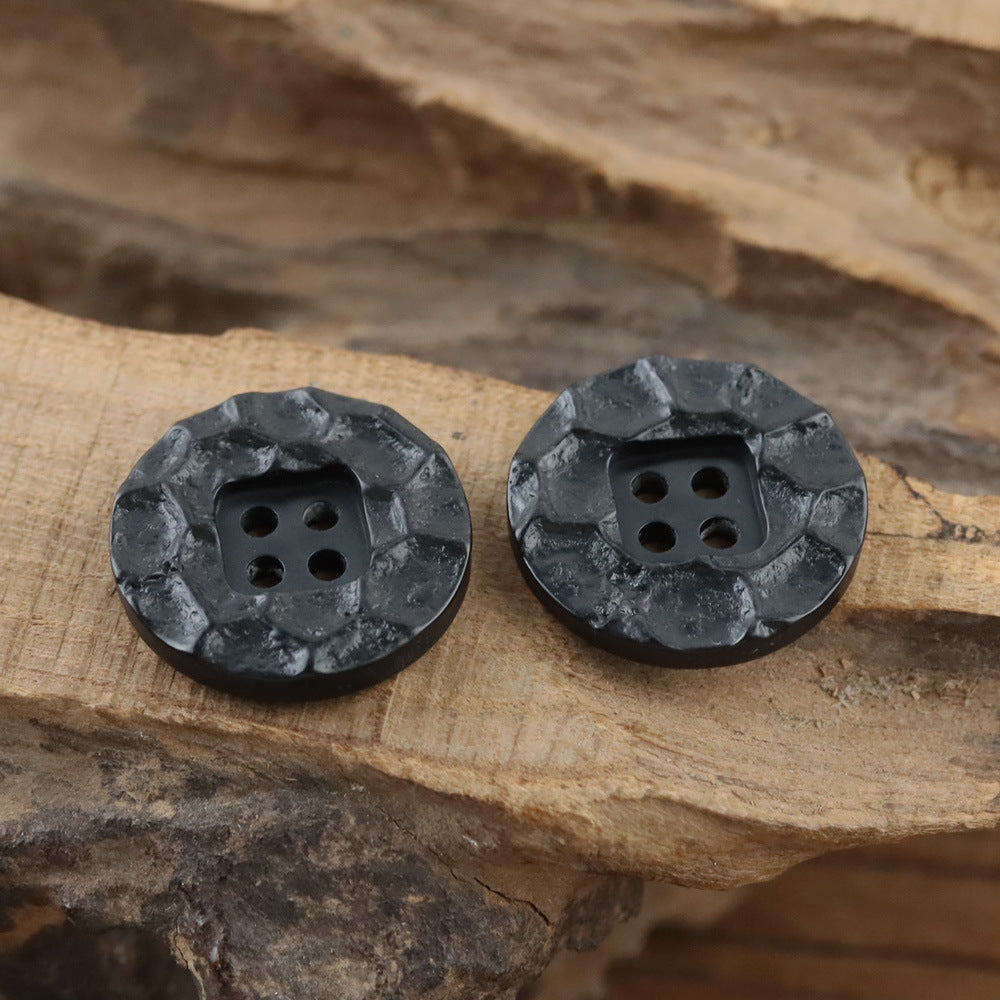 Bunli - DIY 10 Pack Rock-Textured Square-Center Button