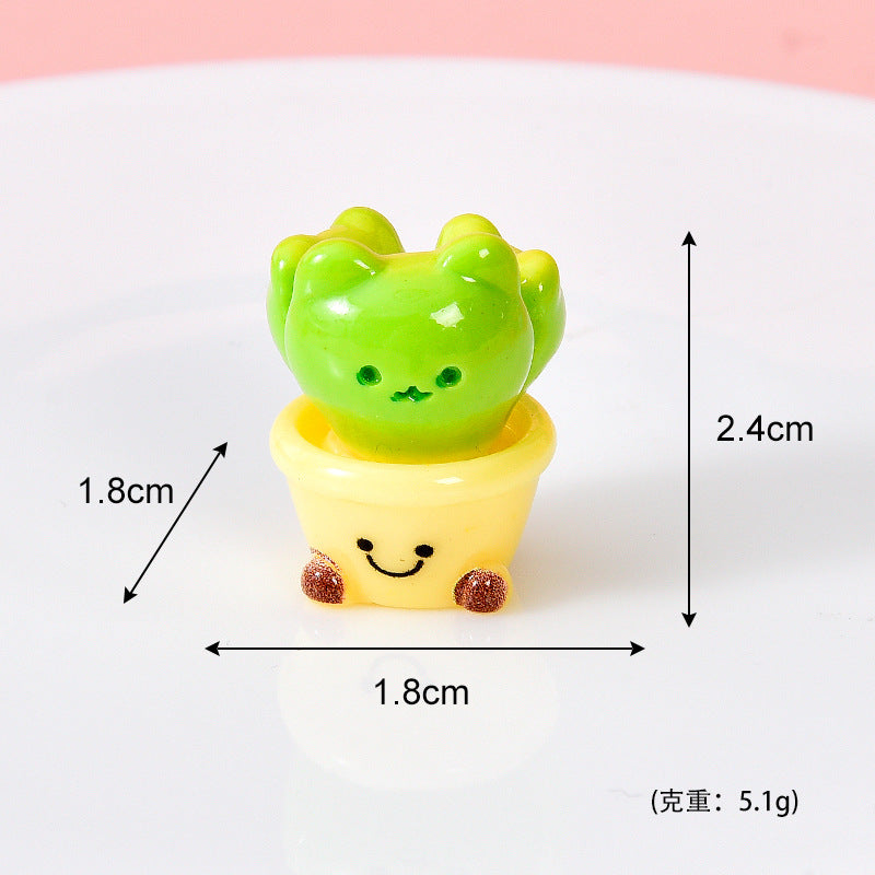 新品树脂仿真多肉仙人掌摆件 可爱笑脸迷你盆栽娃娃屋diy树脂摆件