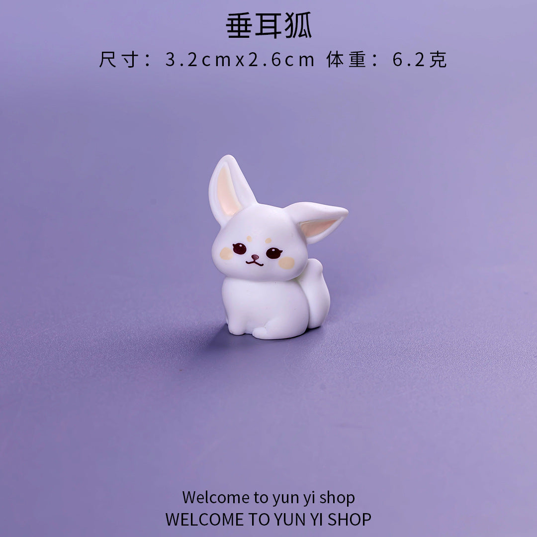 微景观摆件可爱小狐狸 多肉坐姿小狐狸树脂摆件 抖音直播送礼摆件