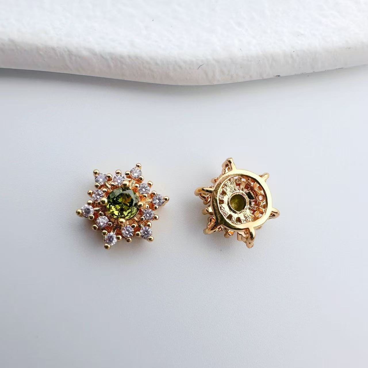 铜镀金微镶锆石雪花星星多通隔珠项链diy饰品配件水晶串珠材