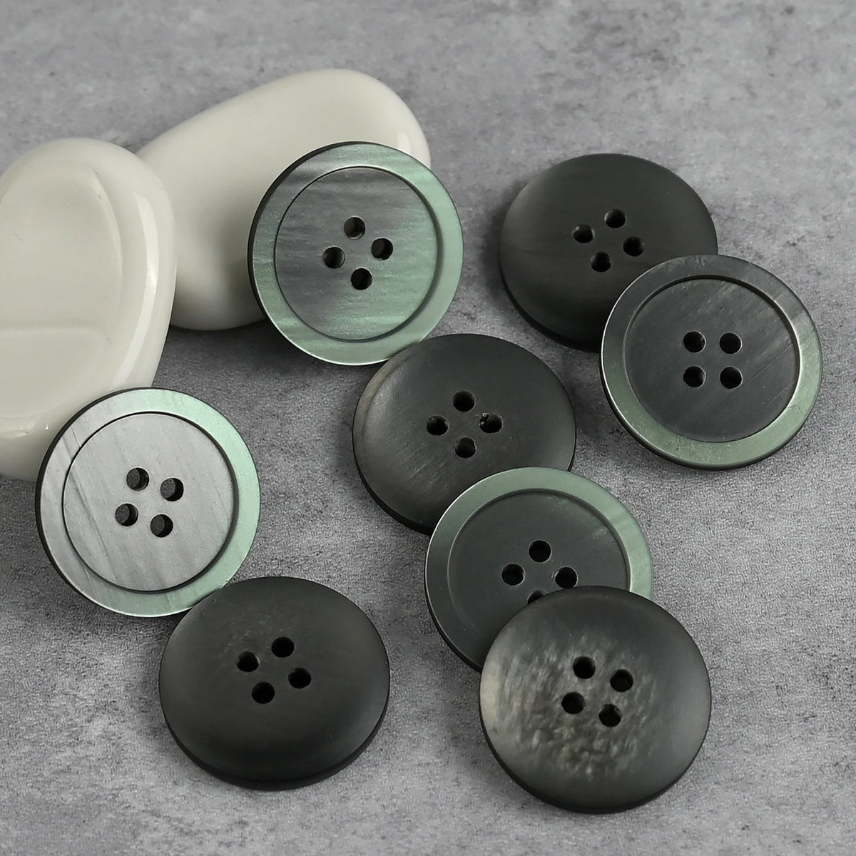 Bunli - DIY 10 Pack Shell Effect Rim Four-Hole Button