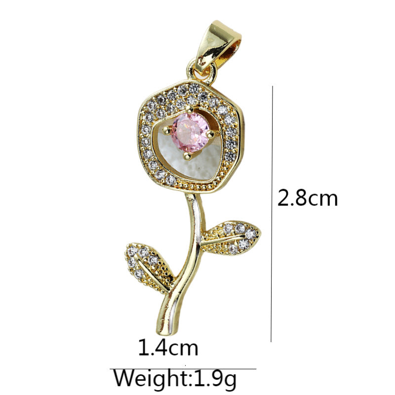 欧美新品ins风亚马逊热销时尚个性玫瑰花Rose女款18k吊坠项链女