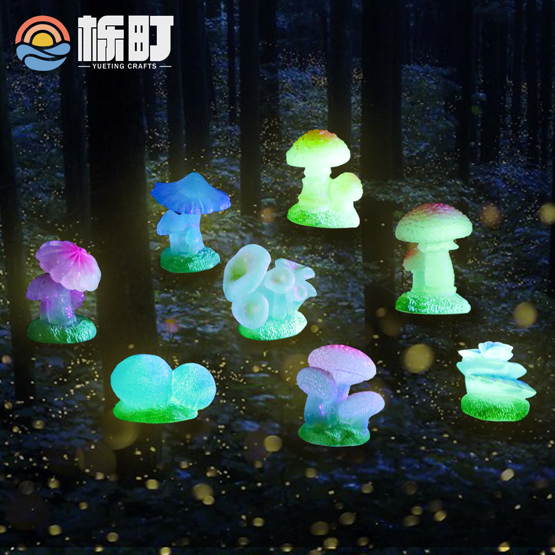 微景观摆件彩色夜光蘑菇荧光饰品苔藓创意树脂工艺品桌面小摆件