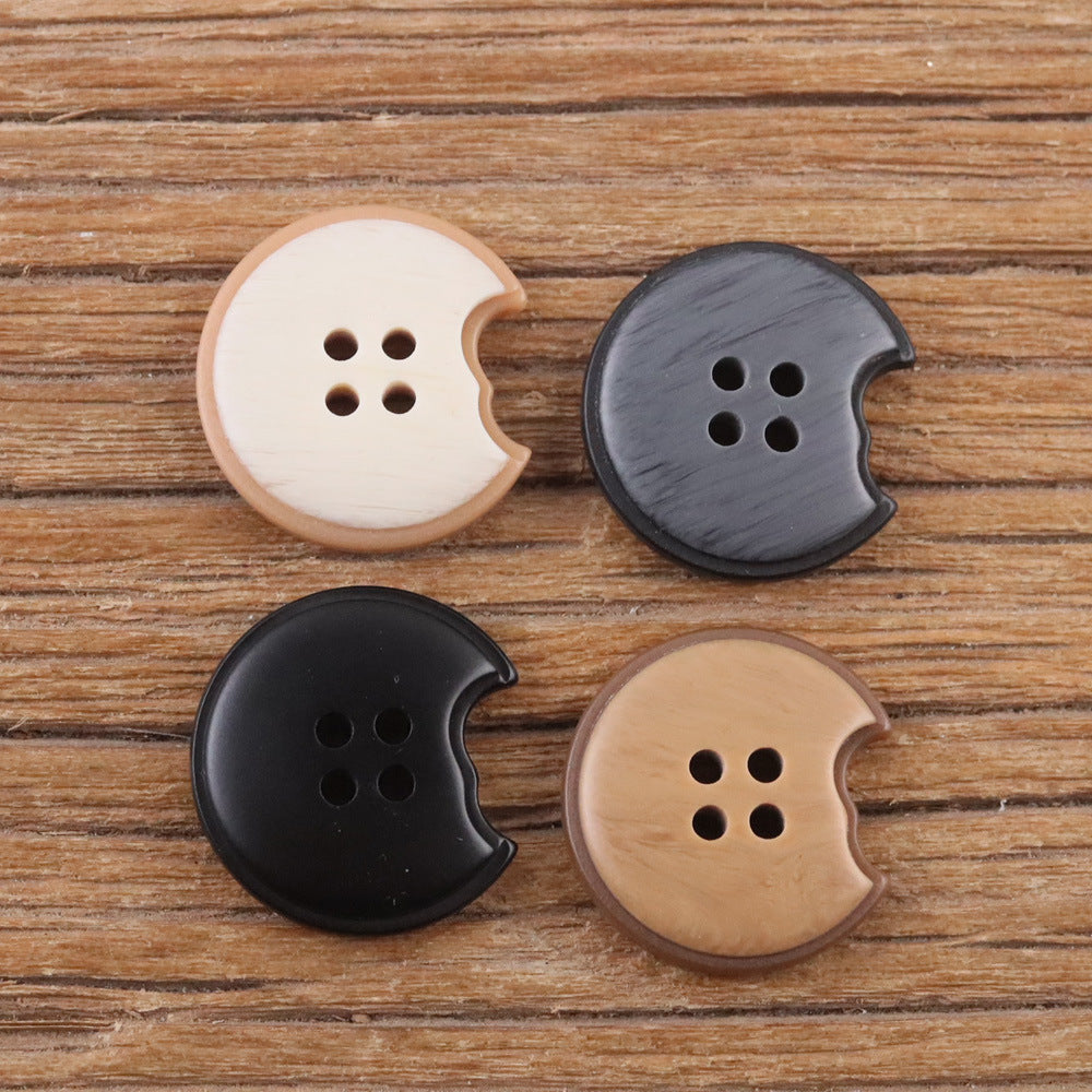 Bunli - DIY 10 Pack Notched Plain-Back Round Button