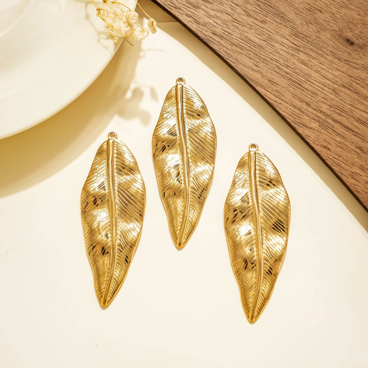 Elvane - Pearl-Like Crescent and Leaf Pendant Only