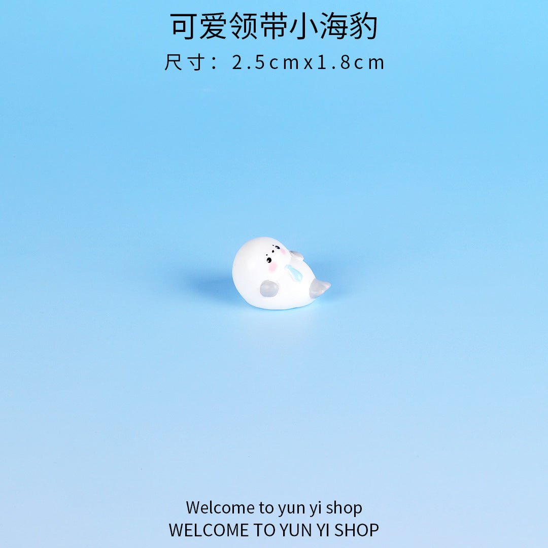 微景观摆件可爱海豹海洋动物 diy鱼缸水族馆卡通装饰品树脂小摆件