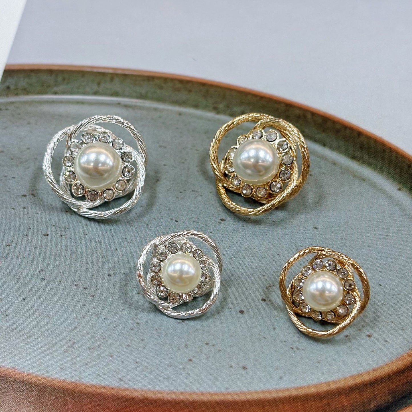 金属钮扣珍珠水钻装饰扣大衣毛衣外套手缝扣毛呢皮草精致组合扣
