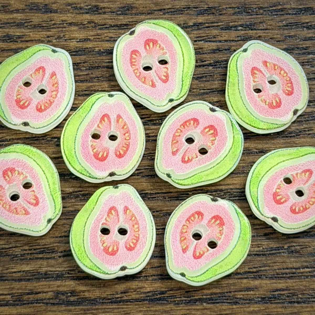 Bunli - DIY 10 Pack Guava Fruit Two-Hole Button