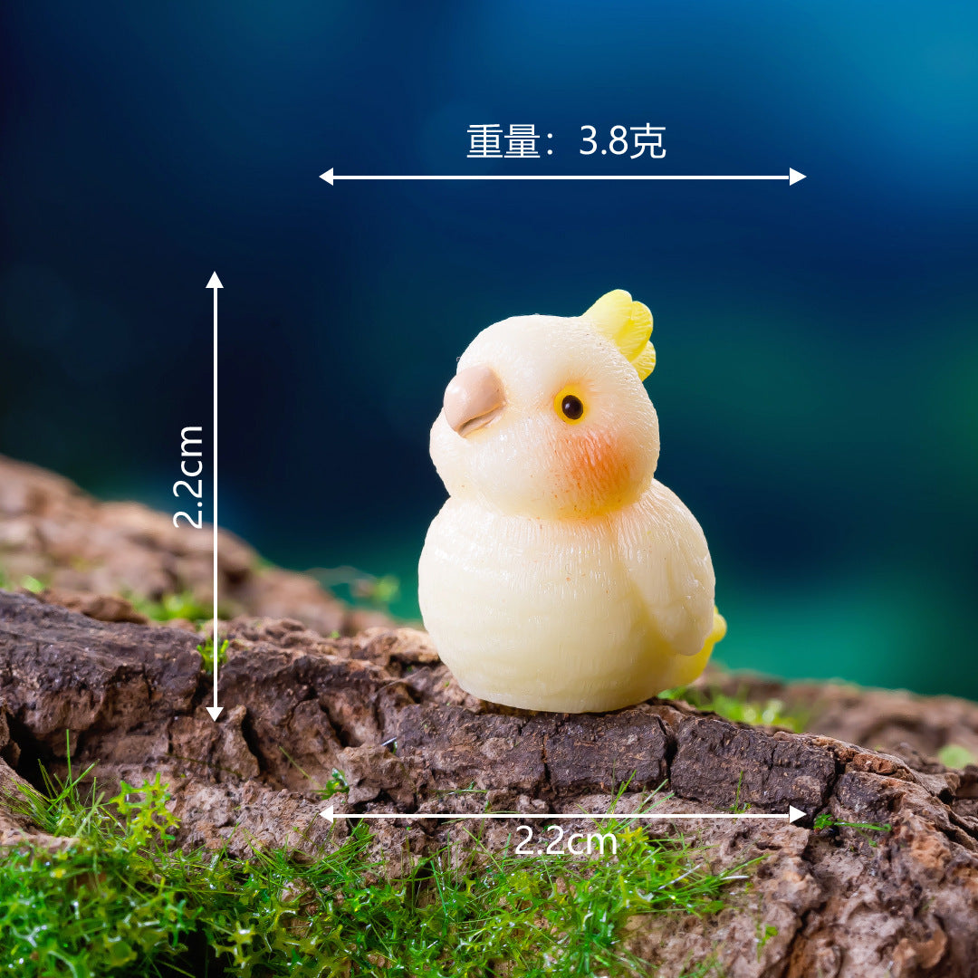 微景观可爱小鹦鹉写实鹦鹉树脂工艺品萌粒摆件办公室桌面汽车摆件