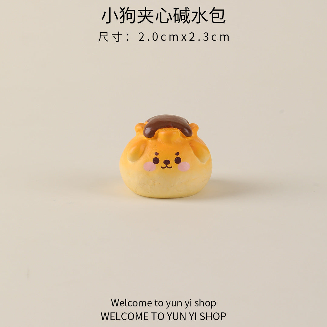 微景观创意摆件可爱卡通面包小狗 树脂装饰品配件 车载桌面小摆件