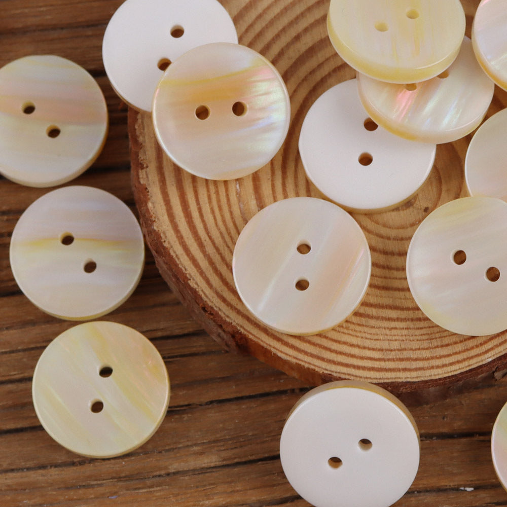 Bunli - DIY 10 Pack Pale Iridescent Round Button