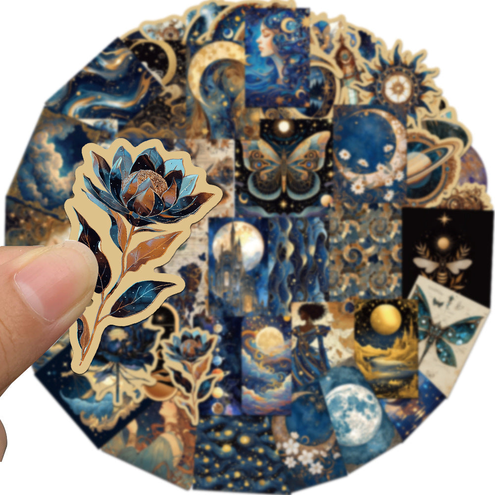 50 Gold Cosmic Vortex Stickers DIY Cell Phone Case Suitcase Notebook Handbook Sticker Waterproof Sticker