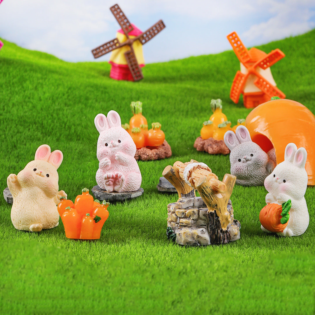 微景观创意萝卜小兔子公仔 宠物园艺diy造景装饰品配件桌面小摆件