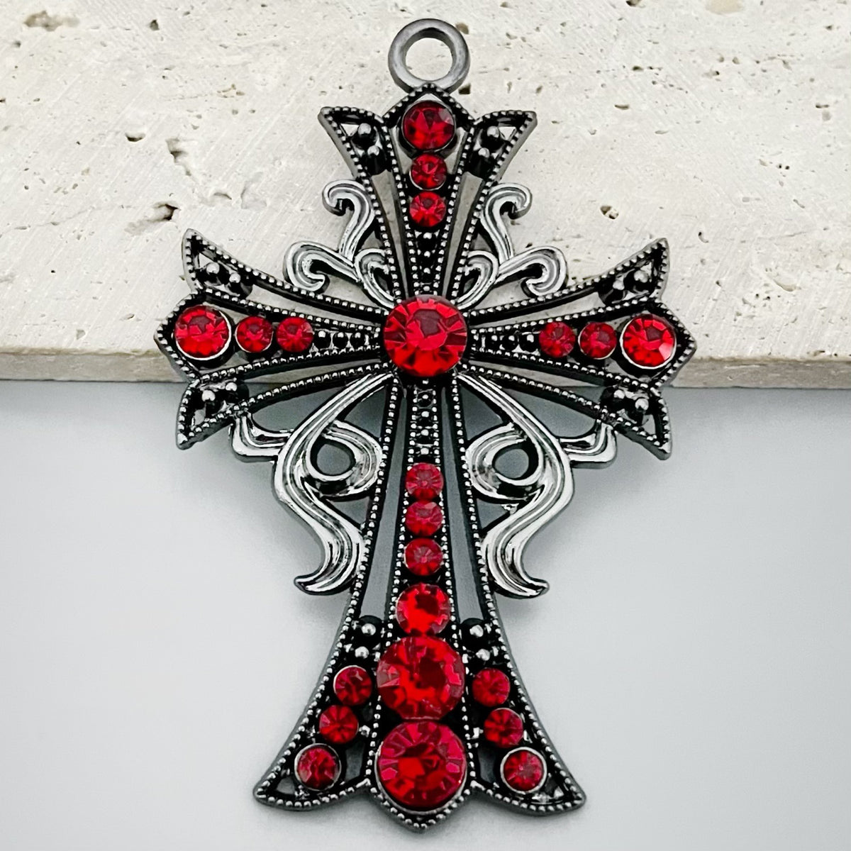 Elvane - Gothic Red Accent Cross Pendant Only
